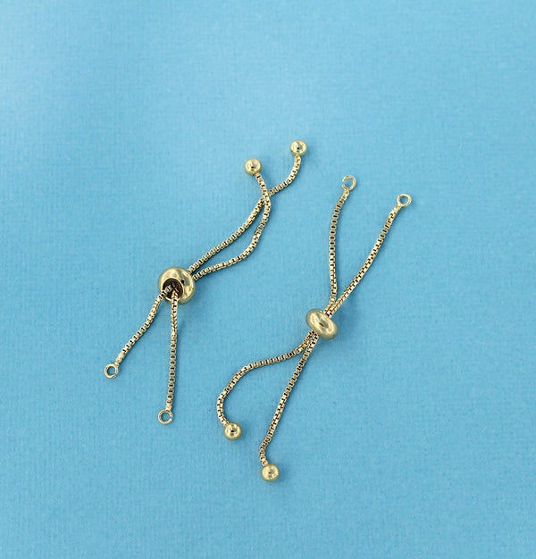 Base de bracelet en chaîne de ton or 140 mm - 1 mm - 2 bracelets - Z347