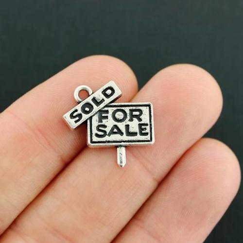 2 Sold Sign Antique Silver Tone Charms - SC7917