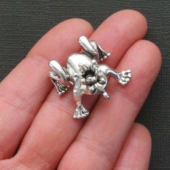 2 Frog Prince Antique Silver Tone Charms 3D - SC2525