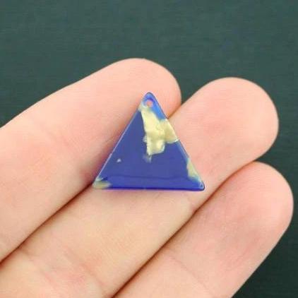 SALE 2 Triangle Imitation Royal Blue Tortoiseshell Resin Charms - 2 Sided - Z412