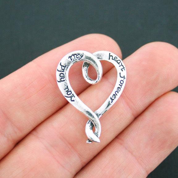2 Heart Antique Silver Tone Charms - SC1919