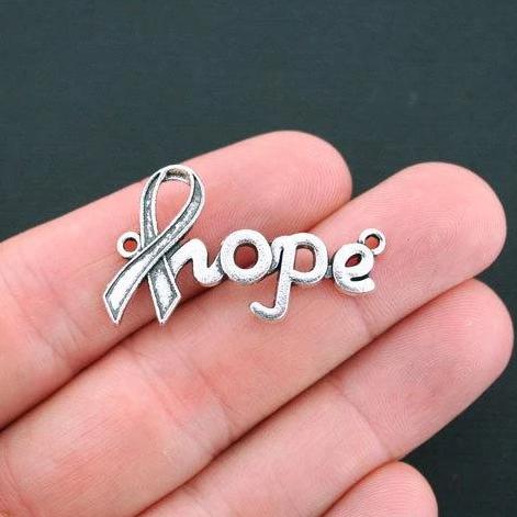 2 Hope Connector Antique Silver Tone Charms - SC4626