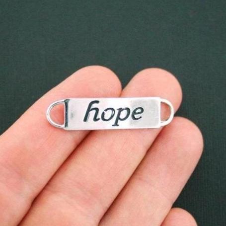 2 Hope Connector Antique Silver Tone Charms - SC5466