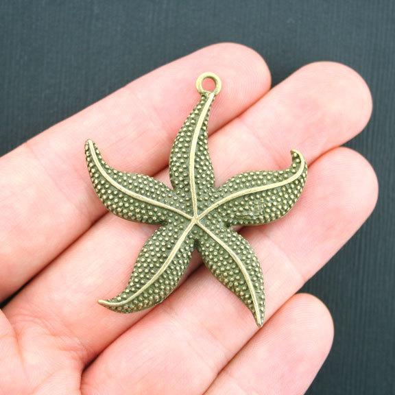 2 Starfish Antique Bronze Tone Charms - BC1066
