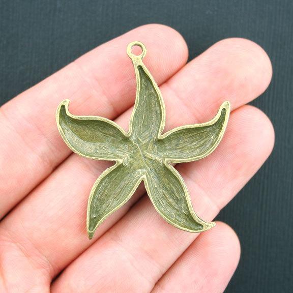 2 Starfish Antique Bronze Tone Charms - BC1066