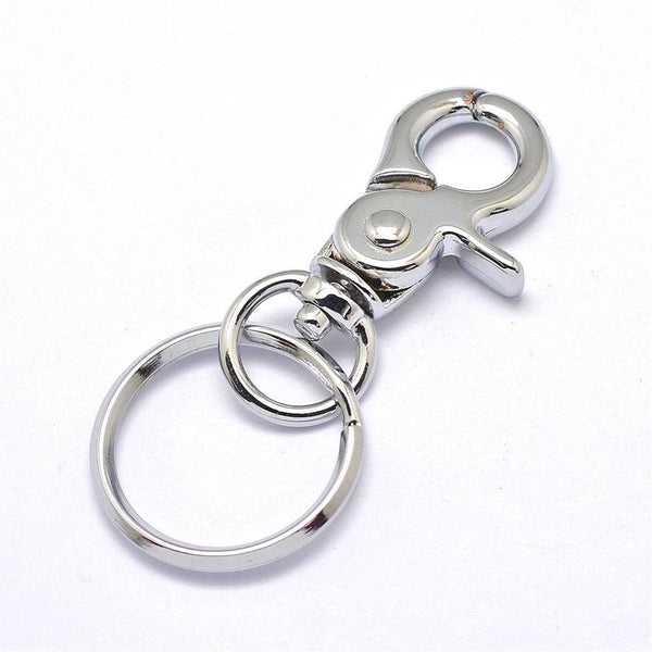 Fermoir mousqueton pivotant argenté - 44 mm x 22 mm - 2 pièces - FD488