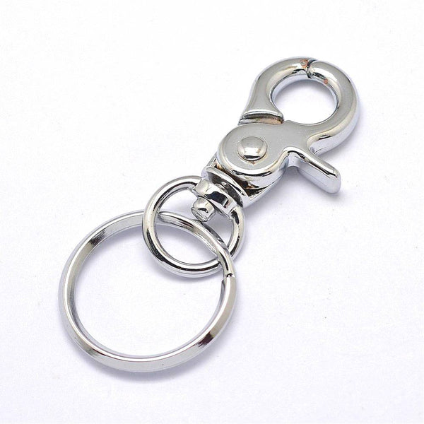 Silver Tone Swivel Lobster Clasps - 44mm x 22mm - 2 Pieces - FD488