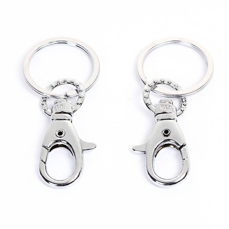 Silver Tone Key Rings with Swivel Lobster Clasp - 73mm x 15mm - 2 Pieces - Z446