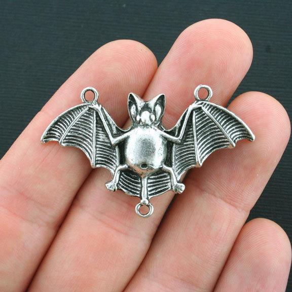 2 Bat Connector Antique Silver Tone Charms - SC3961