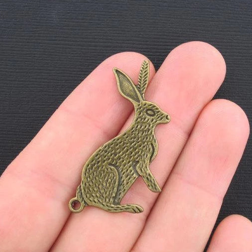 SALE 2 Rabbit Antique Bronze Tone Charms - BC090