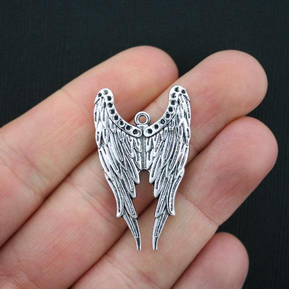 2 Angel Wings Antique Silver Tone Charms - SC3532