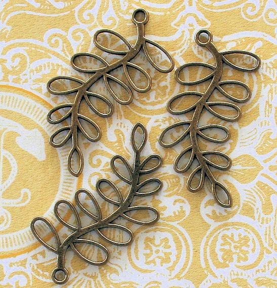 2 Leaves Antique Bronze Tone Charms 2 Sided- BC350