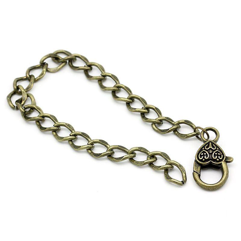 Antique Bronze Tone Curb Chain Bracelet 8" - 7.5mm - 2 Bracelets - N033