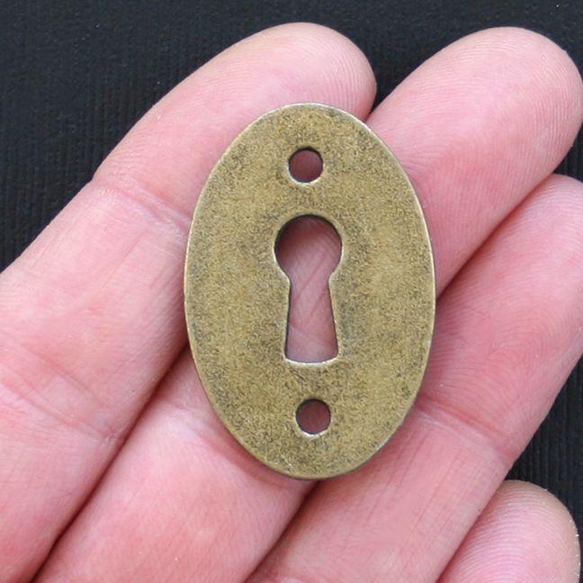 2 Lock Connector Antique Bronze Tone Charms - BC826