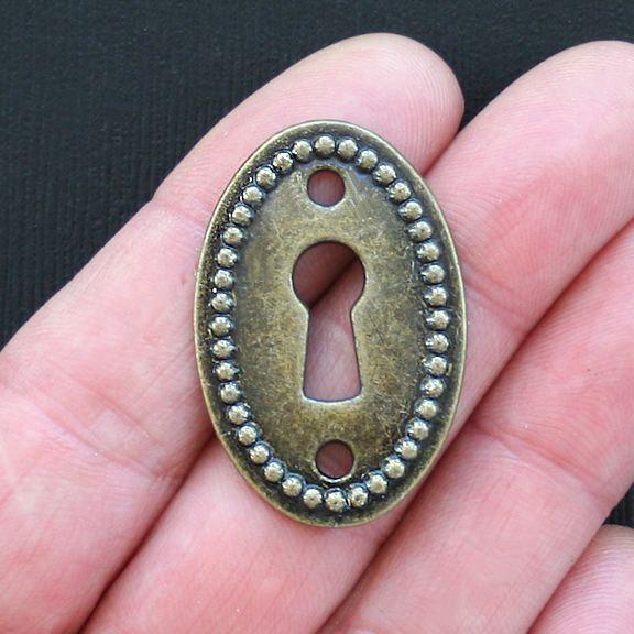 2 Lock Connector Antique Bronze Tone Charms - BC826