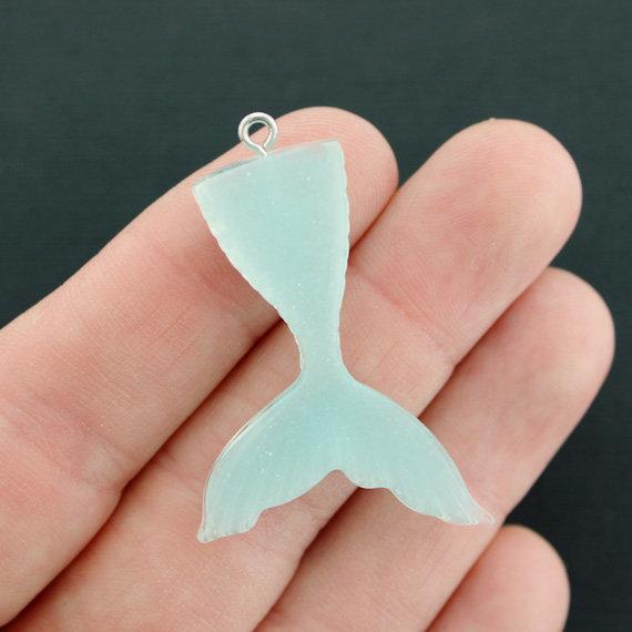 2 Mermaid Tail Resin Charms 2 Sided - K276
