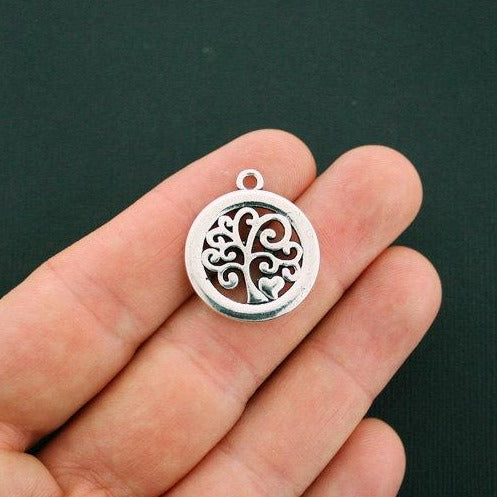 2 Mom Family Tree Antique Silver Tone Charms - SC5784