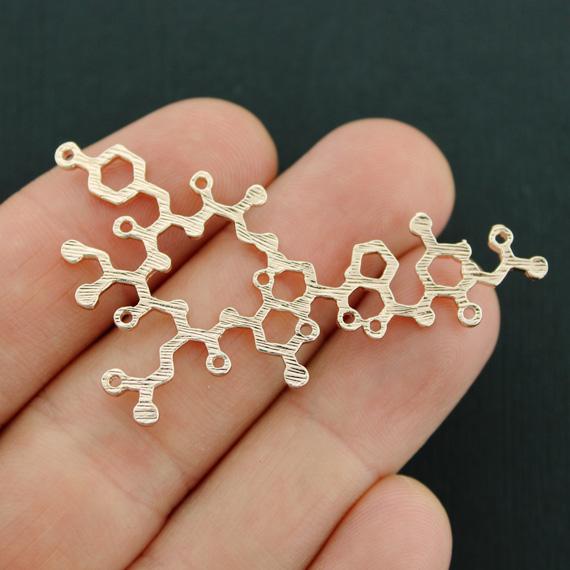2 Oxytocin Molecule Connector Rose Gold Tone Charms - GC1310