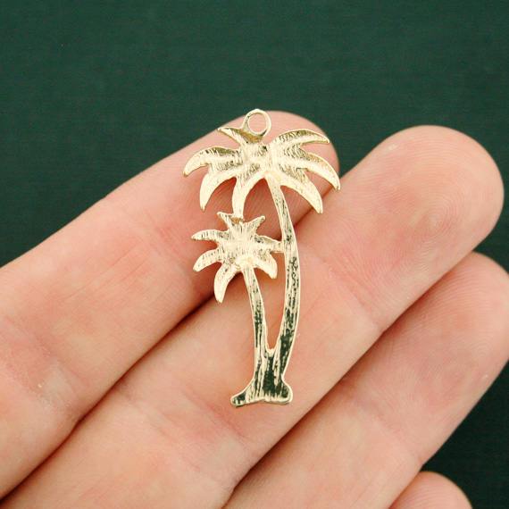 2 Palm Tree Gold Tone Charms - GC278