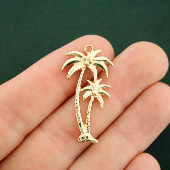 2 Palm Tree Gold Tone Charms - GC278