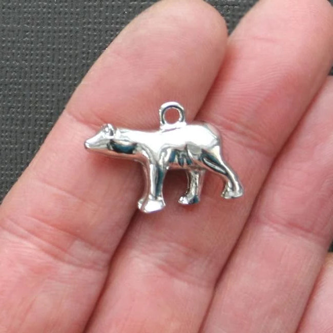 2 breloques de ton argent antique ours polaire 3D - SC2033
