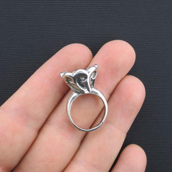 2 Ring Base Antique Silver Tone  Charms 3D - SC2924
