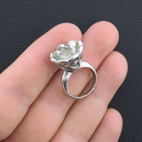 2 Ring Base Antique Silver Tone  Charms 3D - SC2924