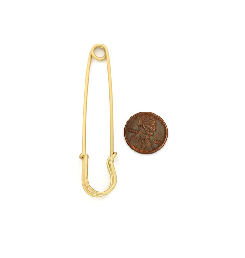 Gold Tone Safety Pins - 60mm x 16mm - 2 Pieces - Z946