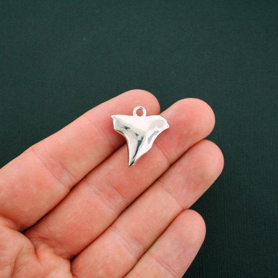 2 Shark Tooth Antique Silver Tone Charms 2 Sided - SC5921