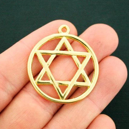 2 Star of David Antique Gold Tone Charms - GC1005