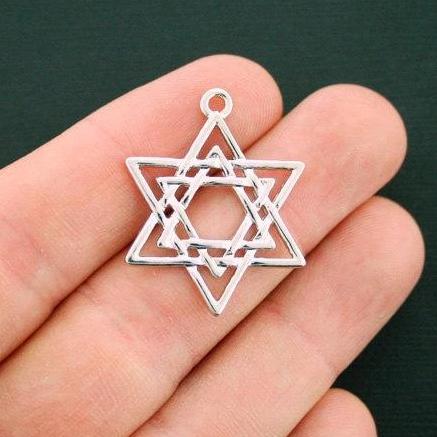 2 Star of David Silver Tone Charms - SC6175