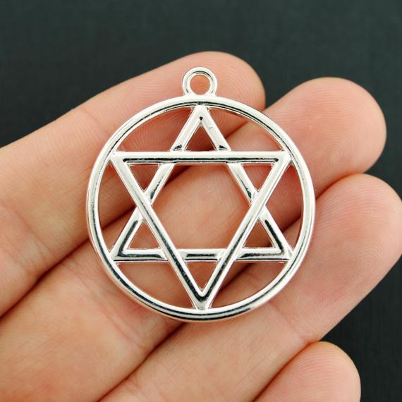 2 Star of David Silver Tone Charms - SC7945