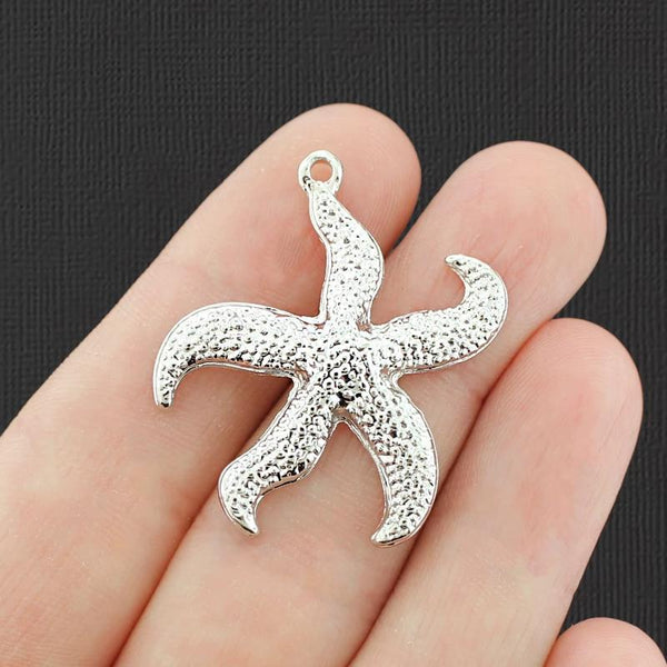 2 Starfish Silver Tone Charms - SC3197