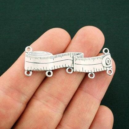 2 Tape Measure Connector Antique Silver Tone Charms - SC6547