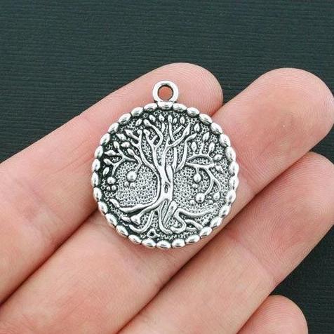 2 Tree Antique Silver Tone Charms - SC4492