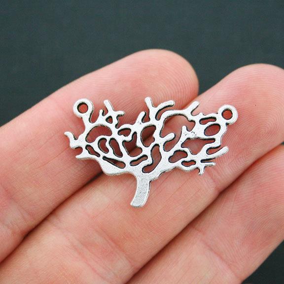 2 Tree Connector Antique Silver Tone Charms 2 Sided - SC5072