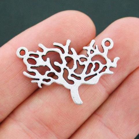 2 Tree Connector Antique Silver Tone Charms 2 Sided - SC5072