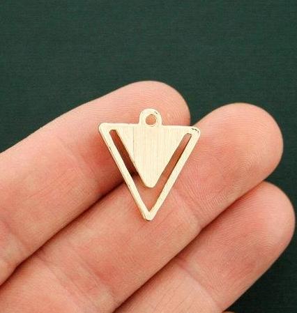 2 Triangle Gold Tone Resin Charms - GC1138