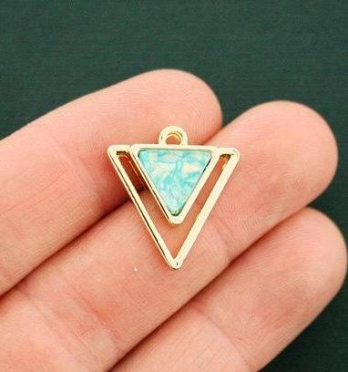 2 Triangle Gold Tone Resin Charms - GC1138