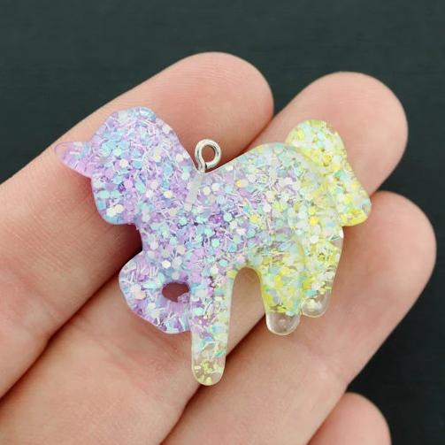 2 Unicorn Resin Charms  - K288