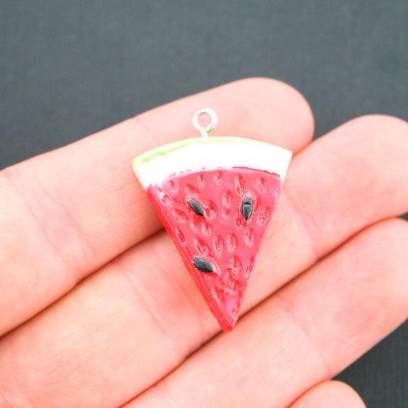 2 Watermelon Resin Charms 2 Sided - E074