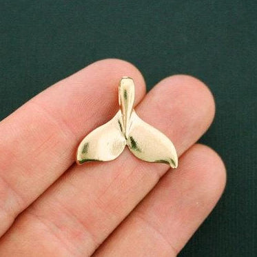 2 Whale Tail Gold Tone Charms 2 Sided - GC952