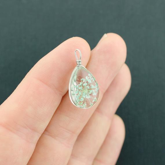 2 Wish Pendant Glass Charms - Z613
