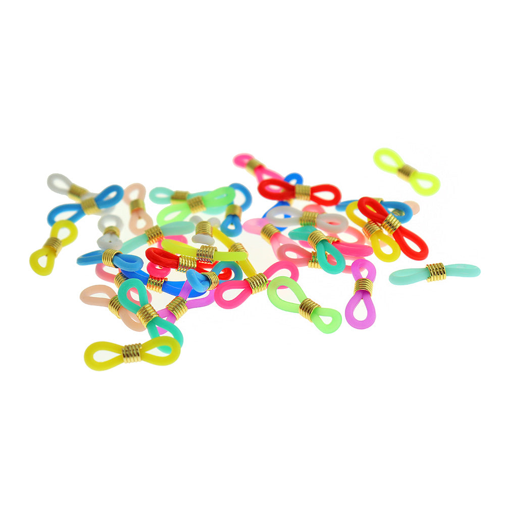20 connecteurs en caoutchouc assortis pour lunettes ou chaîne de collier 22 mm - Z340
