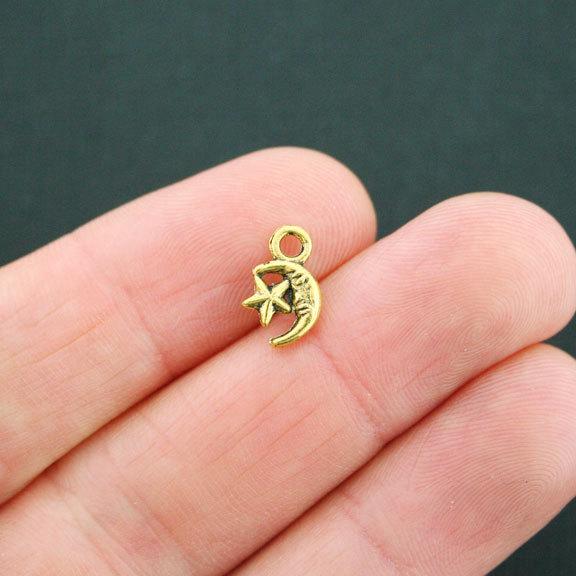 20 breloques de ton or antique lune et étoile 2 faces - GC604