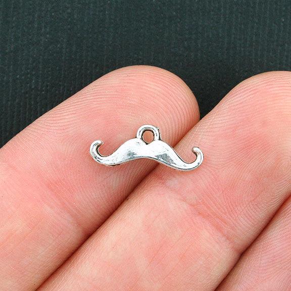 20 Mustache Antique Silver Tone Charms - SC3920