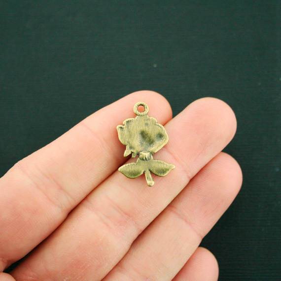20 Rose Antique Bronze Tone Charms - BC808