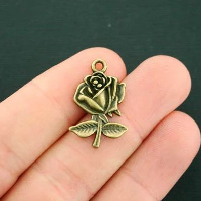 20 Rose Antique Bronze Tone Charms - BC808