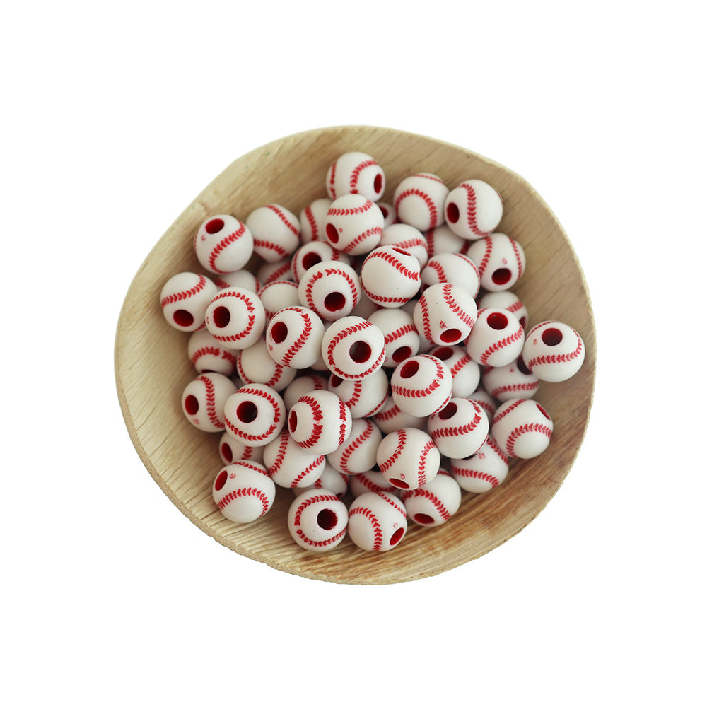 20 Round Acrylic Sports Beads - 10mm - Choose Your Sport!