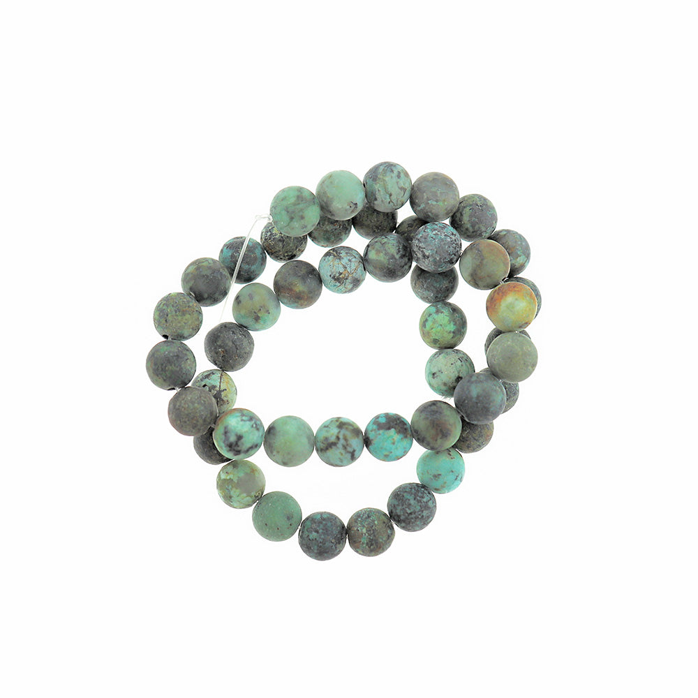 20 Round Natural African Turquoise Beads - Frosted Earth Tones - Choose Your Size!